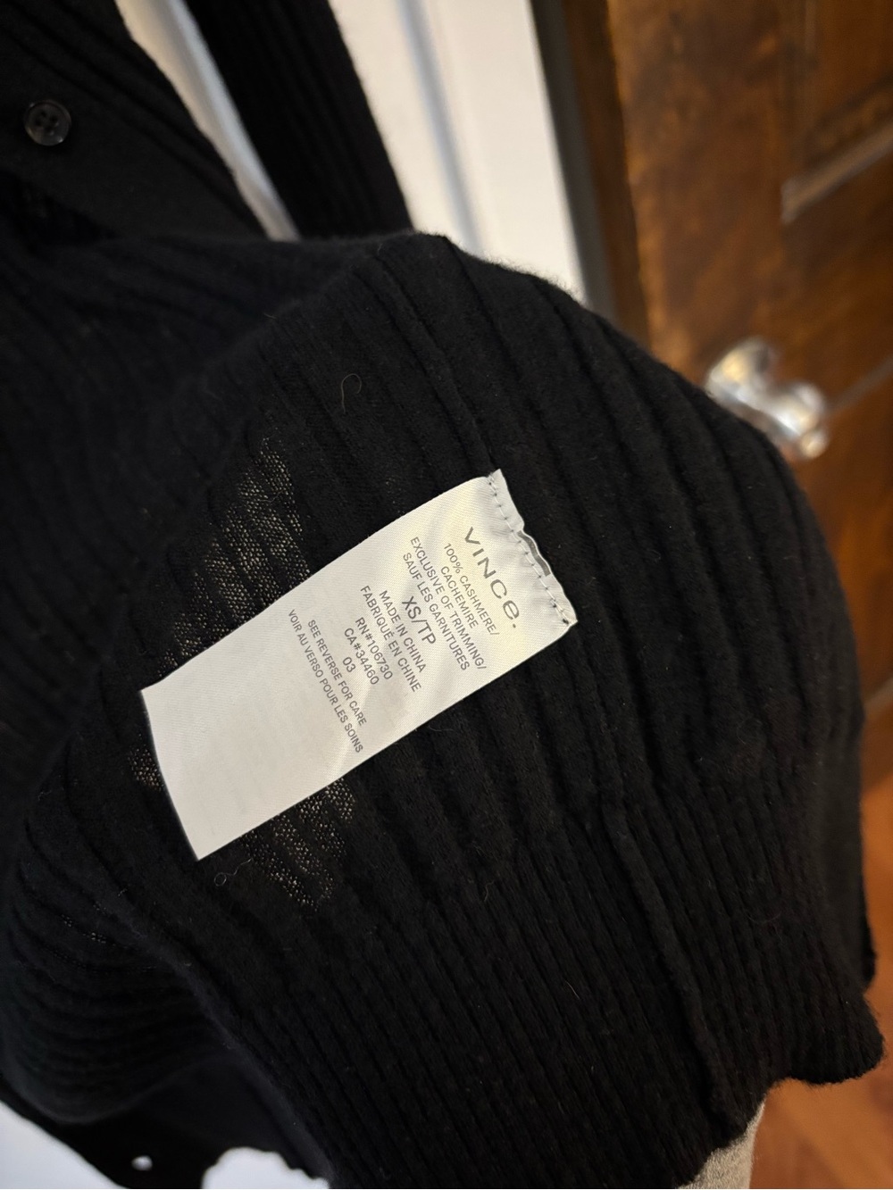 Black Ribbed Longline Button-Front Cardigan - Vince - Picture 2 of 2